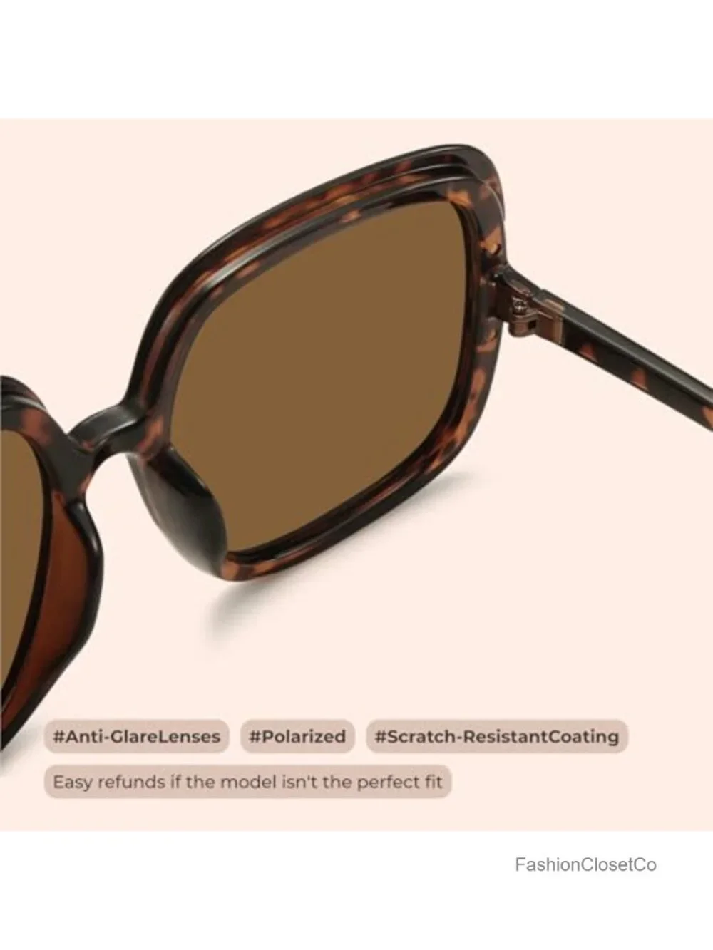 Oversized Polarized Sunglasses Women Trendy Retro Shades UV400